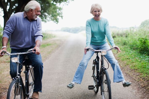 old people riding bikes