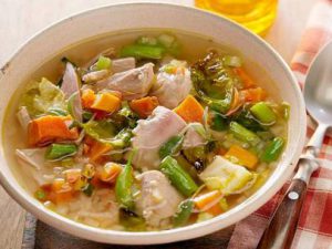 bowl of turkey soup