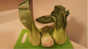 Bok choy on cutting board