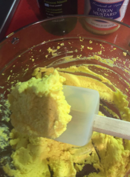 Texture of filling for olive oil deviled eggs